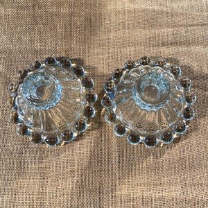 Pair of vintage bubble glass reversible candleholders.
